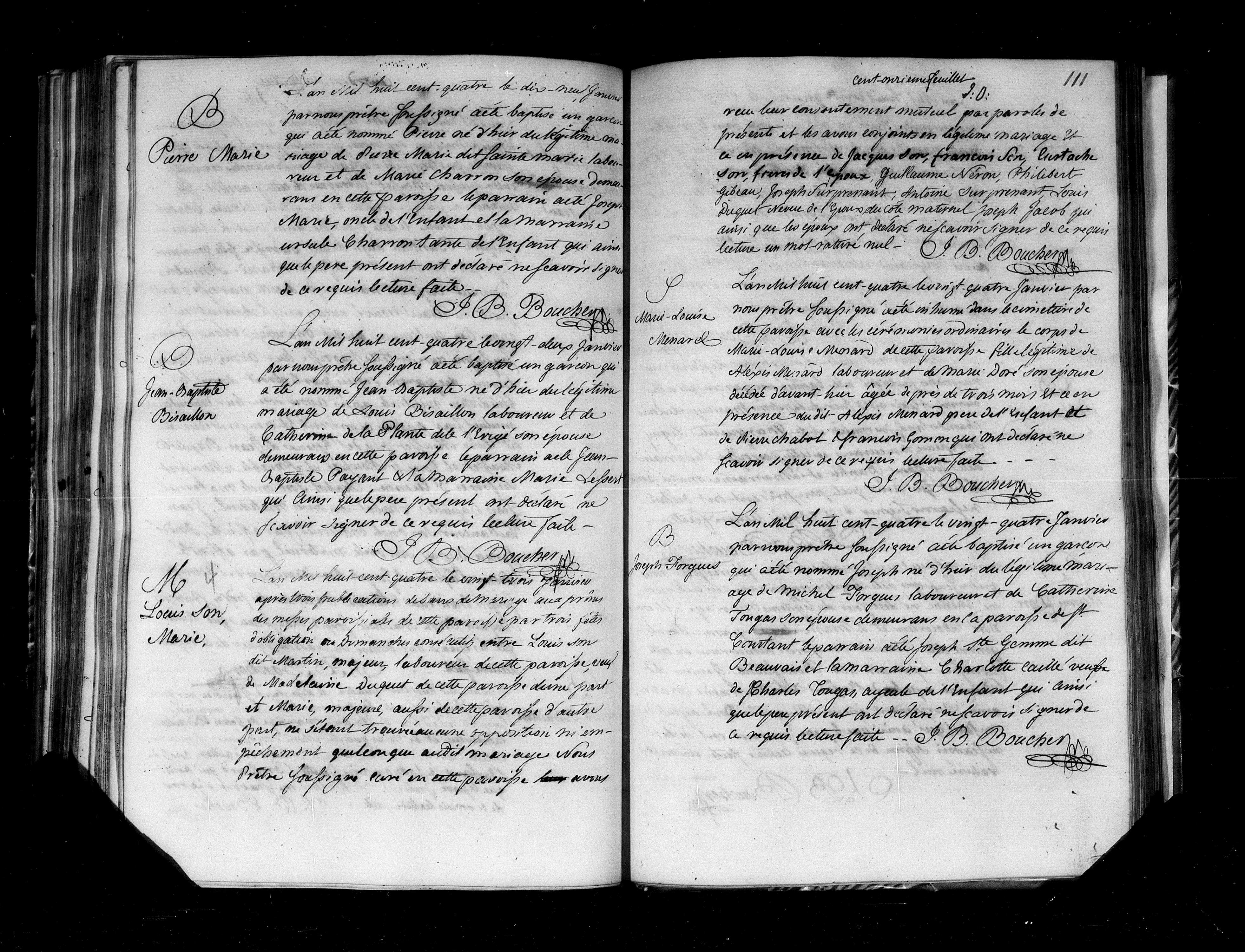 Suprenant Marriage Record 1804